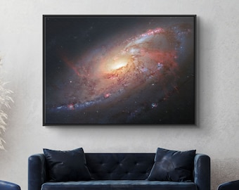 Messier 106 Galaxy Print, NASA Hubble Telescope Canvas Art