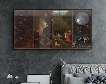 Hieronymus Bosch Visions Of The Hereafter Polyptych Canvas/Poster Art Reproduction, Classic Wall Art, Renaissance Gothic Art Painting