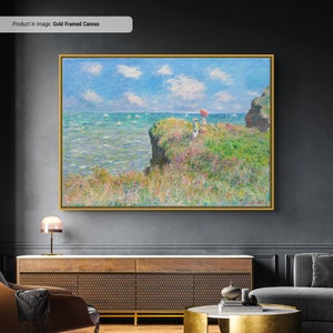 Reproducción de lienzo/póster de &quot;El paseo del acantilado en Pourville&quot; de Claude Monet, arte mural clásico de Monet, pintura impresionista de arte moderno
