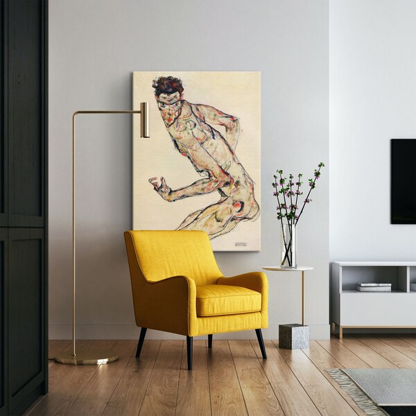 Egon Schiele Fighter Canvas/Poster Art Reproduction, Schiele Reproduction, Abstract Canvas Wall Art, Modern Art Expressionism Painting