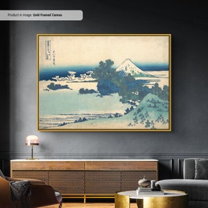 Hokusai Shichiri beach in Sagami Province Canvas/Poster Art Reproduction, Ukiyoe Japanese Ink Art Print, Classic Japanese Woodblock Art