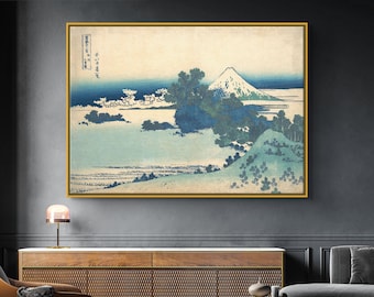 Hokusai Shichiri Beach Canvas, Classic Ukiyoe Style (Framed or Unframed)