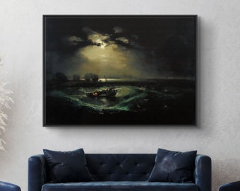 J. M. W. Turner Fishermen at Sea Canvas/Poster Art Reproduction, Classic Art English Romanticism Painting