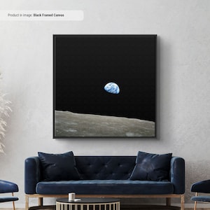 Earthrise Apollo 8 NASA Canvas/Poster Art, Image of Earth From Moons Surface From The Apollo 8 Mission Print, Large Canvas Wall Art