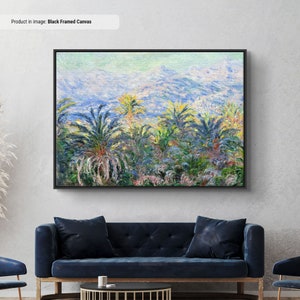 Reproducción de lienzo/póster &quot;Palmeras en Bordighera&quot; de Claude Monet, arte mural clásico de Monet, pintura impresionista de arte moderno
