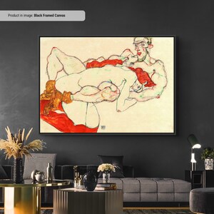Egon Schiele Lovers Canvas/Poster Art Reproduction, Schiele Reproduction, Abstract Canvas Wall Art, Modern Art Expressionism Painting