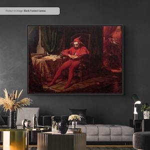 The Sad Jester by Jan Matejko - Poster or Canvas Wall Art, Sad Clown Landscape Print, Academic Fine Art, Jan Matejko Reproduction