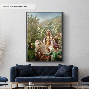 Queen Guinevere by John Collier - Poster or Canvas Wall Art, Woman On A Horse Print, Classic Vintage Fine Art, John Collier Reproduction
