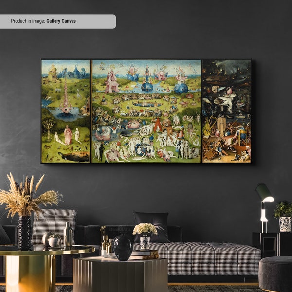 Hieronymus Bosch De Tuin der Lusten Canvas/Poster Kunstreproductie, Klassieke Muurkunst, Renaissance Gotische Kunstschilderij