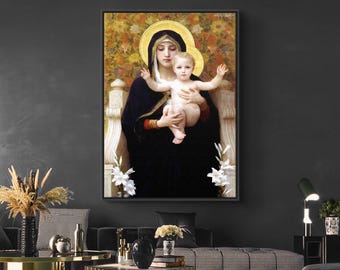 Madonna of the Lilies Wall Art: William Bouguereau French Print
