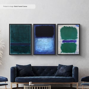 Mark Rothko Grün und Blau 3-teilige Leinwand/Poster Art Reproduktion, Rothko Reproduktion, Abstrakte Leinwand Wandkunst, Moderne Minimal Kunst