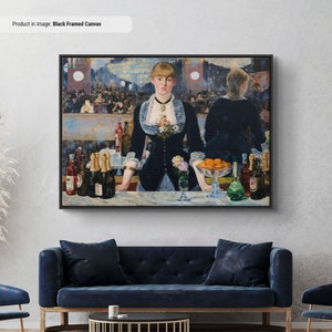 Édouard Manet A Bar at the Folies Bergere Canvas/Poster Art Reproduction, Monet Classic Canvas Wall Art, Modern Art Impressionism Painting