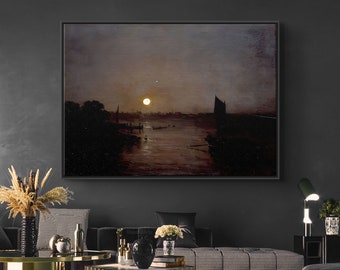 J. M. W. Turner Moonlight, a Study at Millbank Canvas/Poster Art Reproduction, Classic Art English Romanticism Painting
