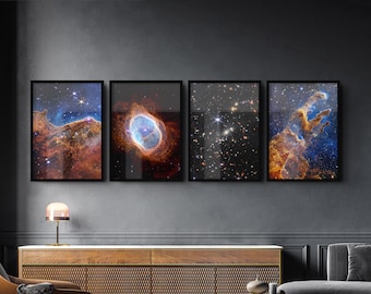 James Webb Set Of 4 Canvas/Poster Art, Space Posters, NASA James Webb Space Telescope Images, Carina Nebula, Large Canvas Wall Art Print