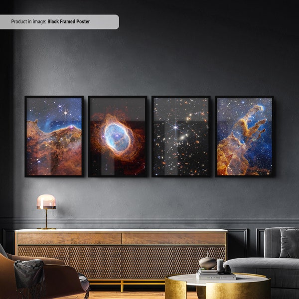 James Webb set van 4 canvas/poster kunst, ruimte posters, NASA James Webb ruimtetelescoop beelden, Carina Nebula, grote canvas Wall Art Print