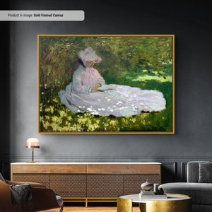 Claude Monet Springtime or The Reader Canvas/Poster Art Reproduction, Monet Classic Canvas Wall Art, Modern Art Impressionism Painting