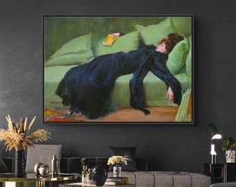 Decadent Young Woman - Wall Art, After The Dance (1899) by Ramon Casas, Moody Wall Art, Available as Framed Canvas or Poster Print