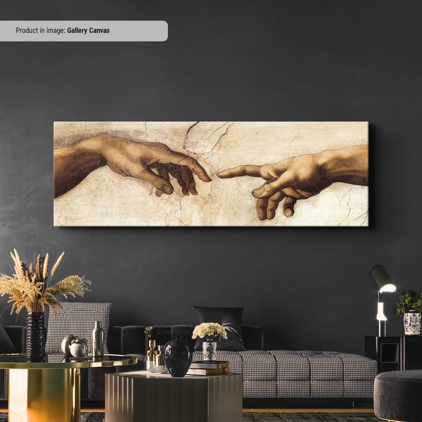 Michelangelo Creation Of Adam Hands Detail Canvas / Poster Art Reproduktion, Große Leinwand Wandkunst, Renaissance Kunst Klassische Malerei