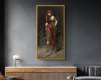 Priestess of Delphi by John Collier - Poster or Canvas Wall Art, Pythia Goddess Print, Classic Vintage Fine Art, John Collier Reproduction