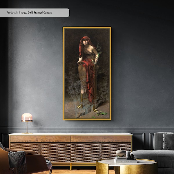 Priestess of Delphi by John Collier - Poster or Canvas Wall Art, Pythia Goddess Print, Classic Vintage Fine Art, John Collier Reproduction