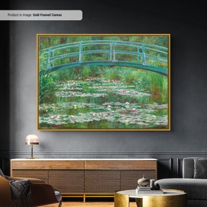 Claude Monet Water Lilies Over Bridge Canvas/Poster Art Reproduction, Monet Canvas Wall Art, Classic Art Impressionism Painting