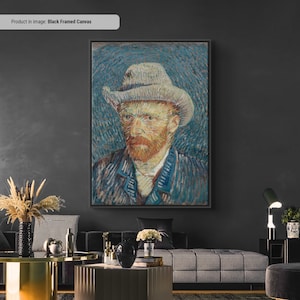 Vincent van Gogh Self Portrait with Grey Felt Hat Canvas/Poster Art Reproduction, Impressionism Wall Art, Modern Art Painting