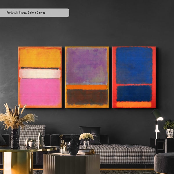 Mark Rothko Set di 3 riproduzioni su tela/poster, riproduzione Rothko, arte astratta su tela, arte minimale moderna