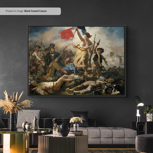 Eugène Delacroix Liberty Leading the People Canvas/Poster Art Reproduction, Classic Art French Romanticism Painting