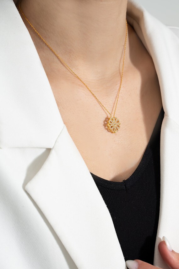 Collana Argento 925 Con Quadrifoglio E Cuore Oro Rosa - Zirconi MICGIGI