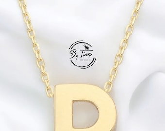 14k Gold Initial Necklace, Custom Letter Necklace, Delicate Layering Necklace, Mothers Day Gift