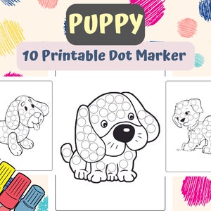 Puppy Dot Marker Pages for Kids, Dot to Dot Coloring Pages, Cute Dogs Dot Marker Activity, Puppy Dot Marker Printable, Instant Download