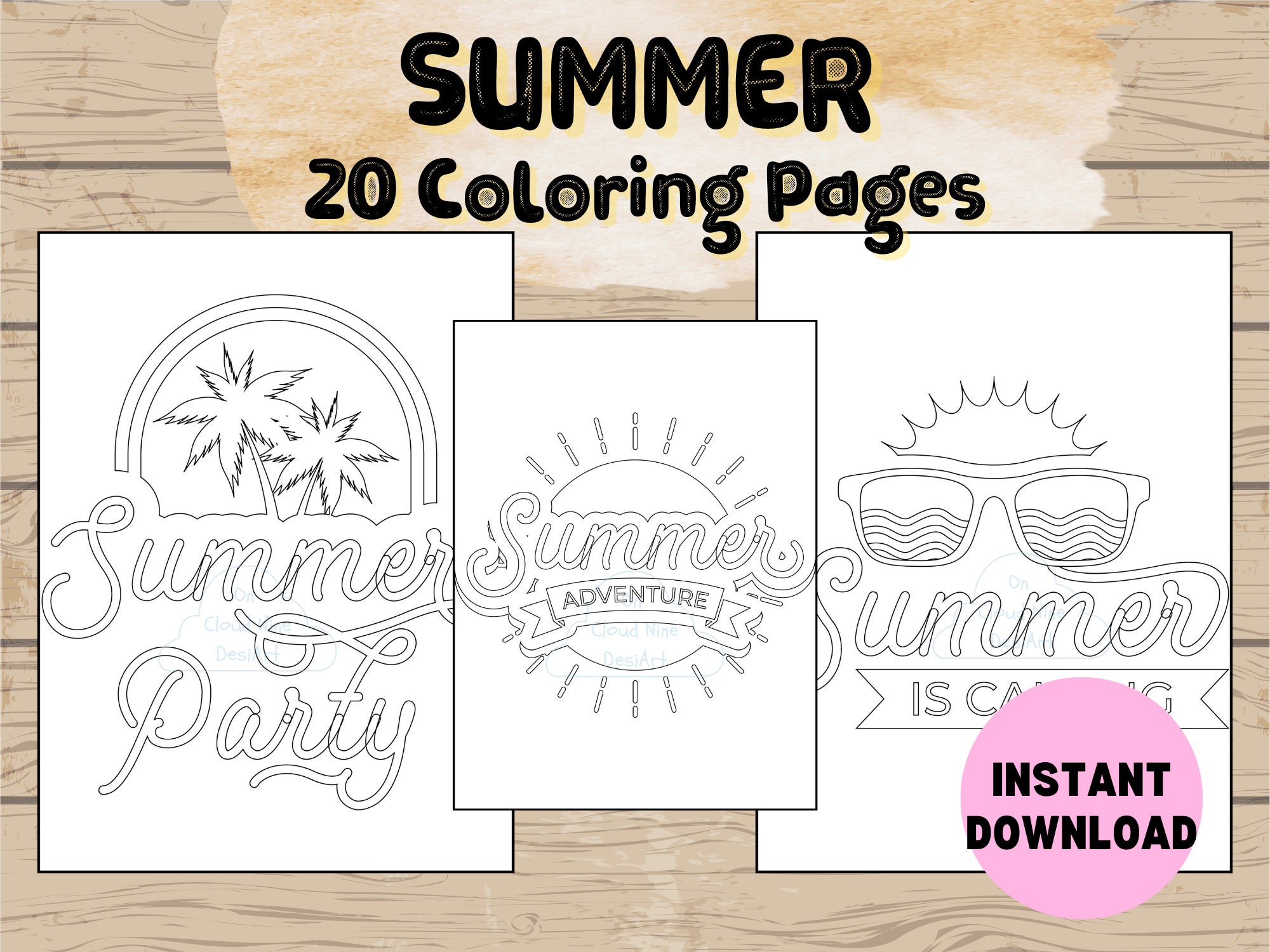 Summer Coloring Pages, Summer Fun Coloring Book for Kids, Teens, Printable Summer Coloring ...