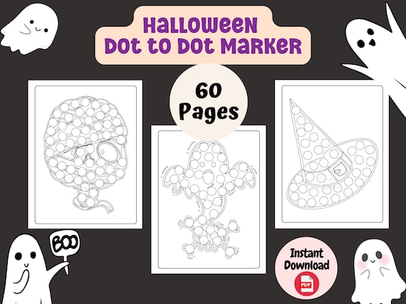 Halloween Dot Marker Pages Printable Halloween Dot to Dot - Etsy