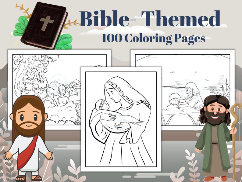 Bible Scenes Coloring Book Kids, Bible Story Coloring, Bible-themed