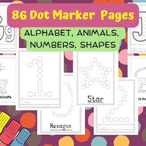 Dot Coloring Pages, Dot to Dot Coloring Book, Do a Dot Coloring Activity Pages for Kids, Dot Marker for Toddlers, Printable Activity Book