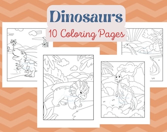 Dinosaur Coloring Pages, Dino Coloring Book for Kids, Dinosaur Printable Activity Sheets for Kids, Digital Download