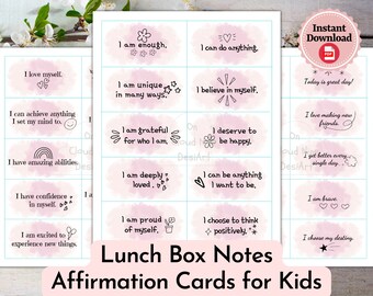 Notes de boîte à lunch filles, notes de boîte à lunch imprimables enfants, notes d'affirmation minimalistes roses pour les enfants, cartes encourageantes pour les enfants, retour à l'école