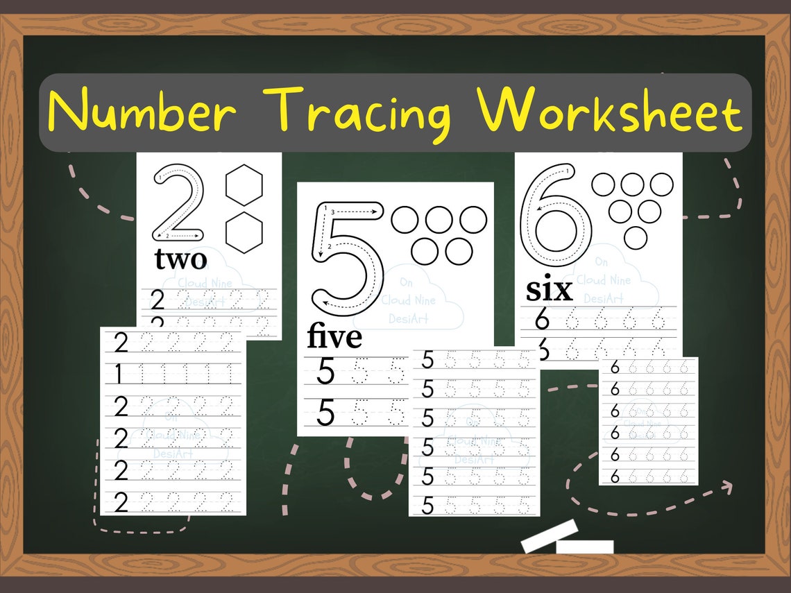 Number Tracing Worksheet Printable, Math Number Homeschool Printable ...