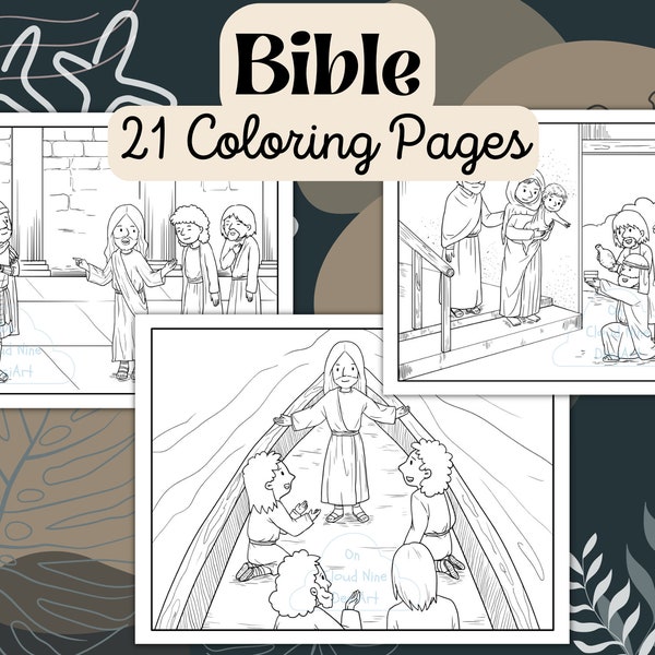 Bible Coloring Pages for Kids, Bible Scenes Coloring Book for Kids, Bible Story, Christian Bible Printable Activity Sheets, Digital Download