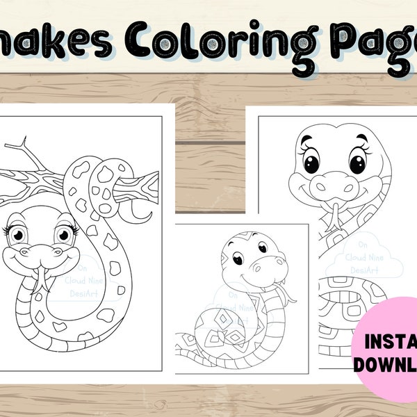 Snakes Coloring Pages, Snakes Coloring Book for Kids, Snakes Printable Activity Sheets for Kids, Anaconda Coloring, Digital Download