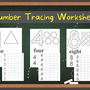 Number Tracing Worksheet Printable, Math Number Homeschool Printable, Writing Numbers Tracing Worksheet, Preschool Math, Digital Download