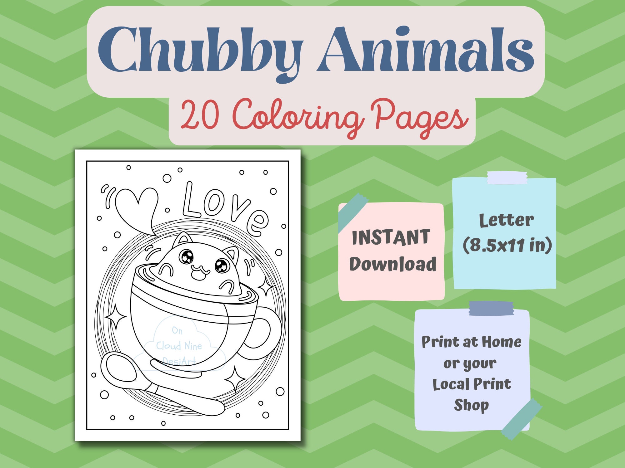 Cute Animal Coloring Pages, Chubby Animals Coloring Book, Baby Animal ...