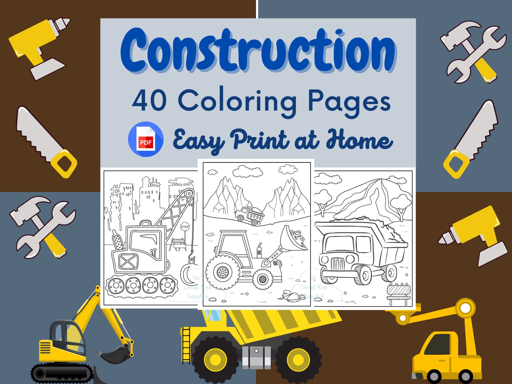 construction equipment coloring pages