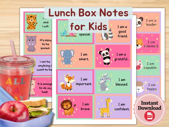 Printable Lunchbox Notes for Kids Kindergarten Positive - Etsy