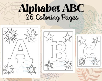 Alphabet ABC Coloring Pages, Alphabet Letters Coloring Book, Learning ABC Printable Coloring Worksheets for Kids, Digital Download