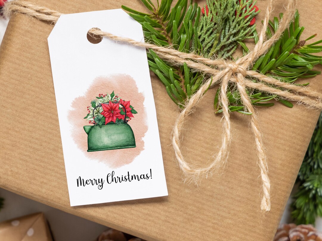 Floral Christmas Gift Tags, Printable Christmas Watercolor Gift Tags ...