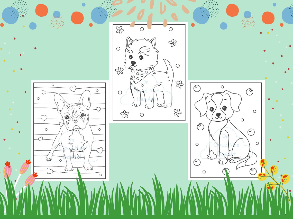Puppy Coloring Pages, Cute Puppy Coloring Book for Kids, Doggies ...