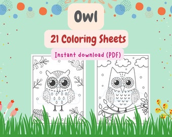 Cute Owl Coloring Pages for Kids, 21 Printable Activity Sheets (PDF Download)