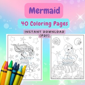 Mermaid Coloring Pages, Mermaid Coloring Book, Mermaid Printable Activity Sheets for Kids, Homeschool Printable Worksheets, Digital Download