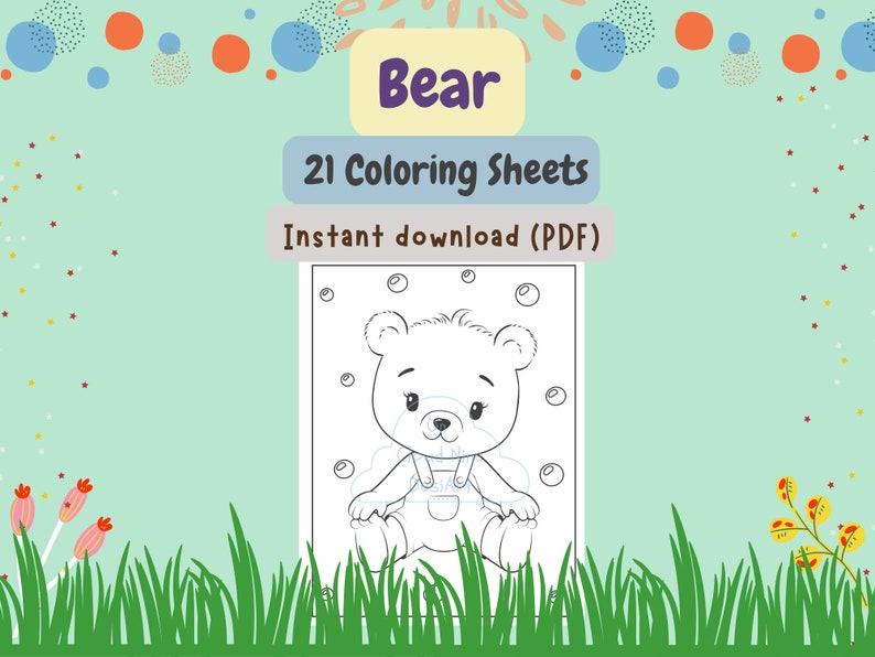 Bear Coloring Pages, Bear Coloring Book for Kids, Bear Printable